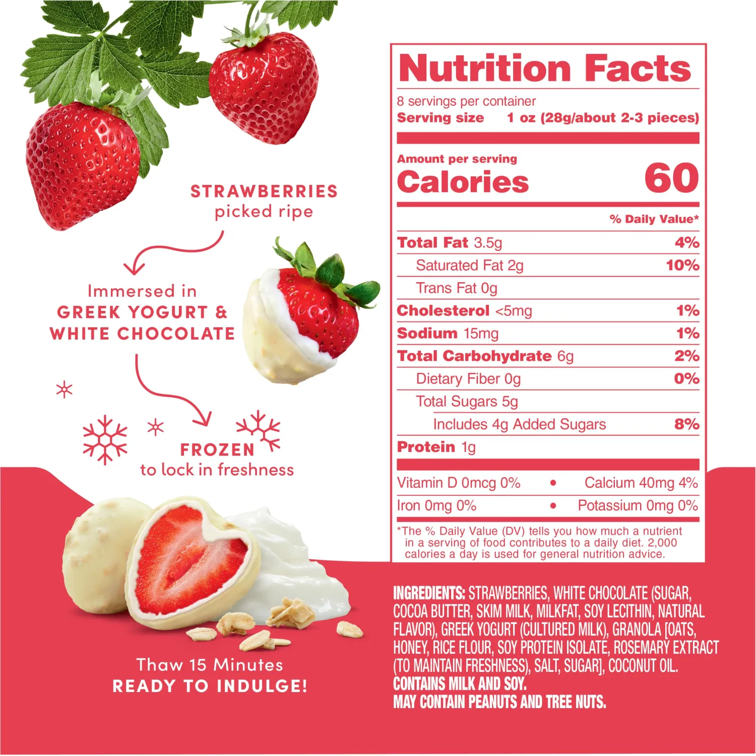 Tru Fru Frozen Strawberries in Greek Yogurt & Granola, 8 Ounce Bag