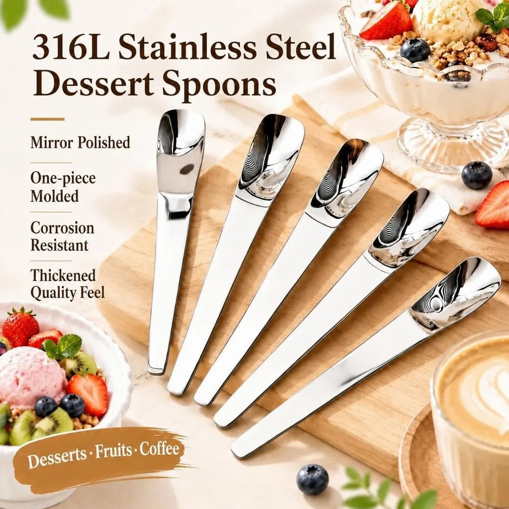 Premium 316l Stainless Steel Dessert Spoon with Long Ergonomic Handle