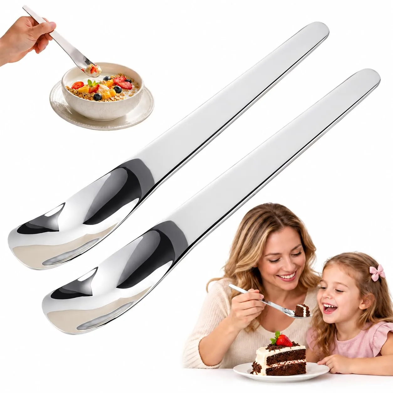 Premium 316l Stainless Steel Dessert Spoon with Long Ergonomic Handle