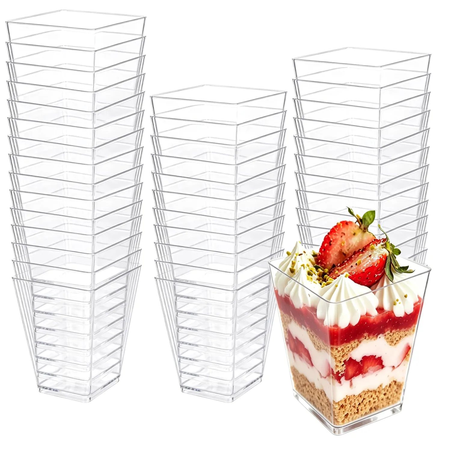YOUBET 100 Pack Plastic Dessert Cups for Party