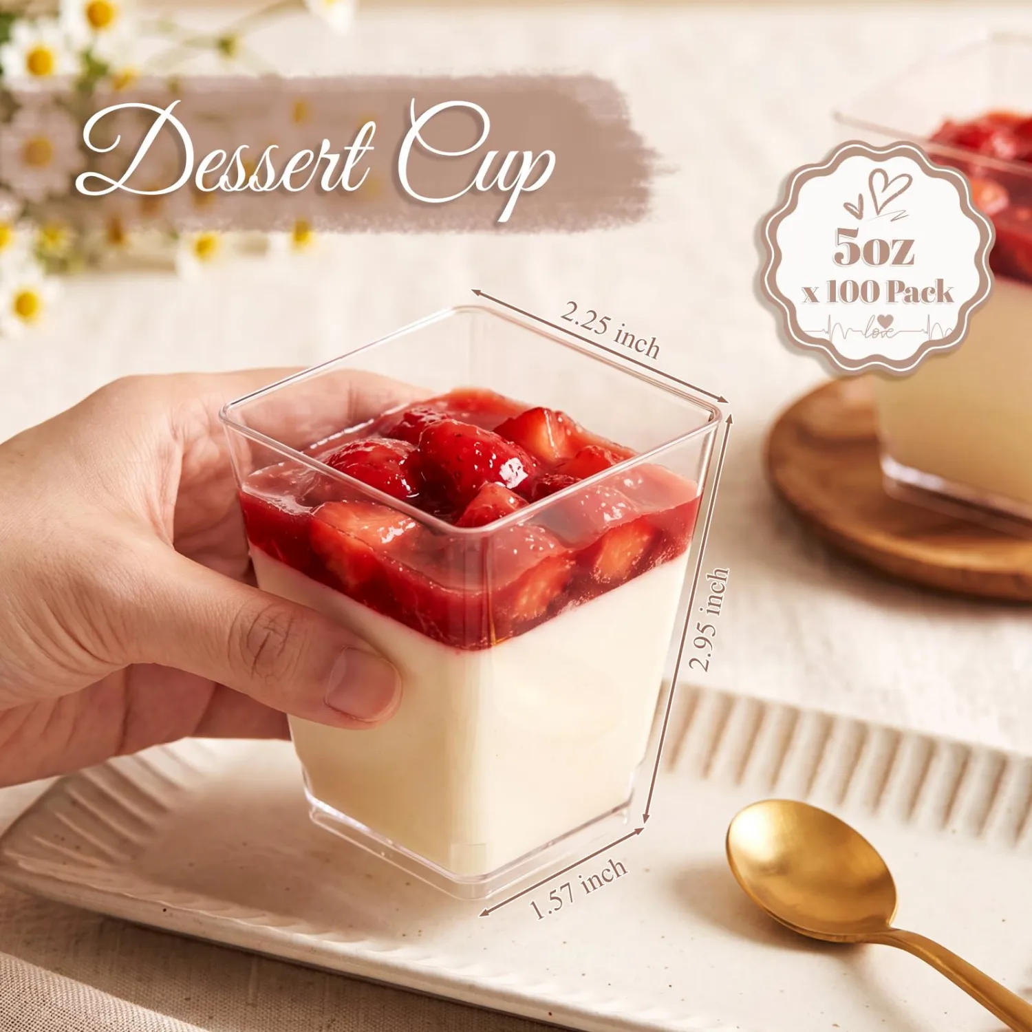 YOUBET 100 Pack Plastic Dessert Cups for Party
