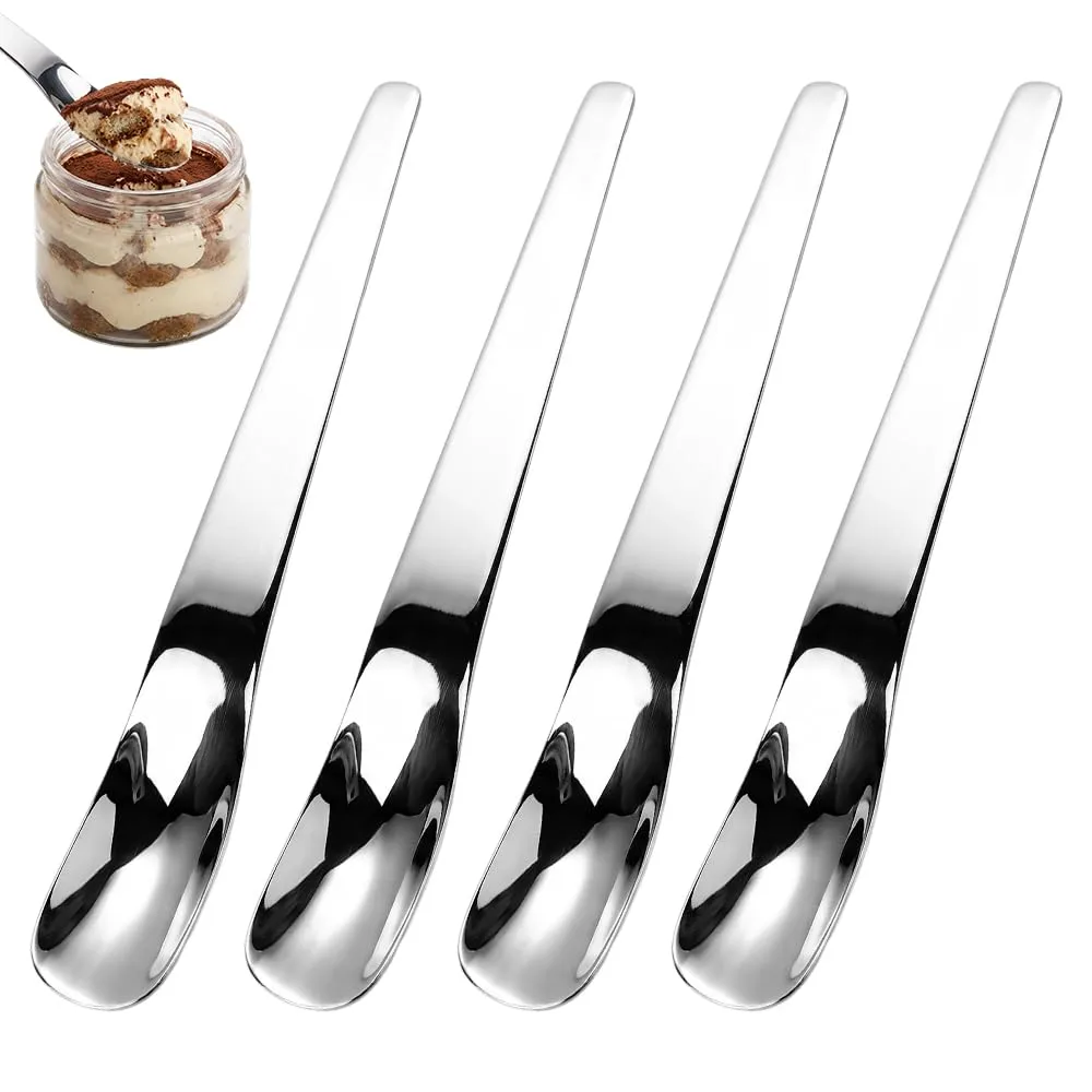 2026 New Stainless Steel Dessert Spoon with Long Ergonomic Handle (4PCS)