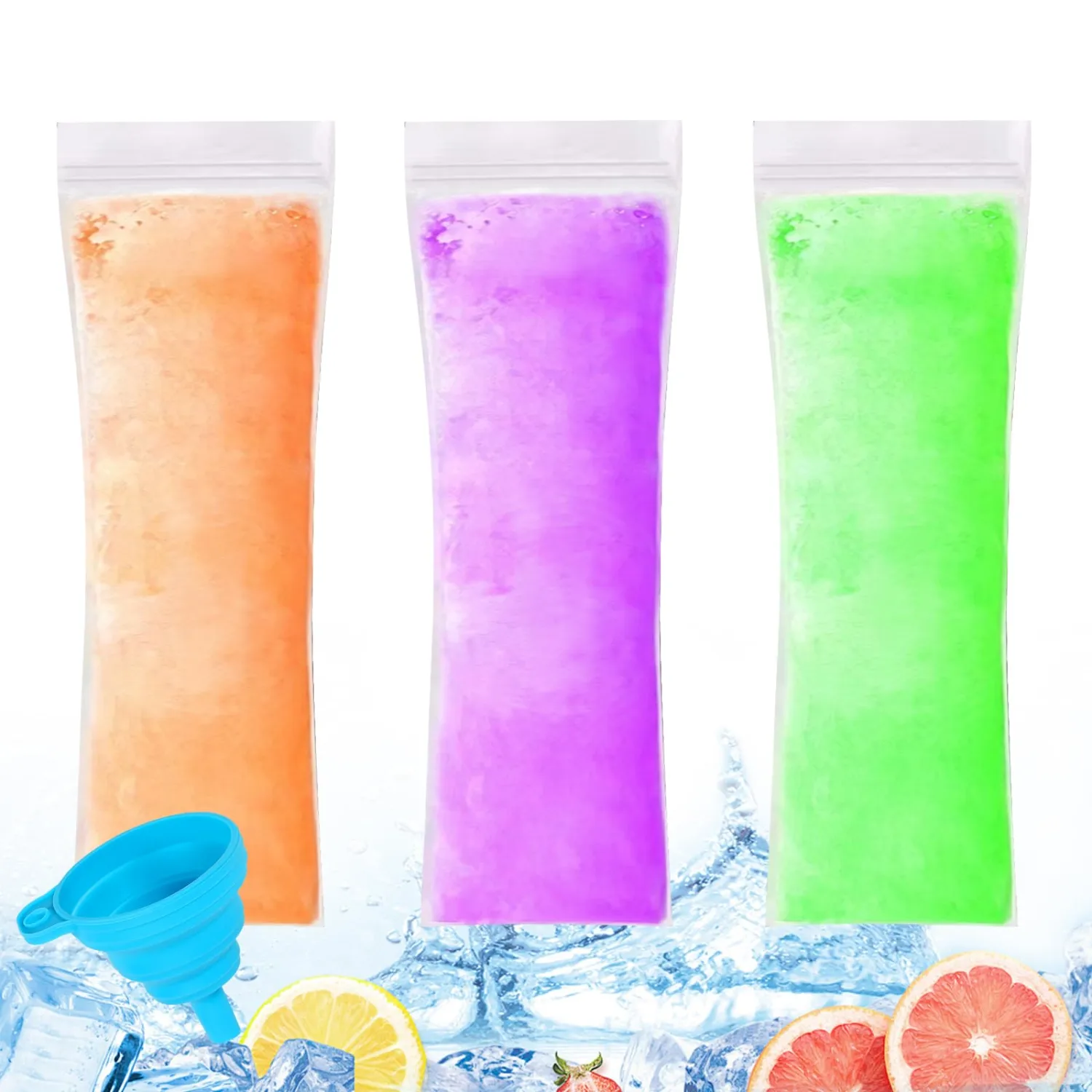 100 Disposable Ice Popsicle Mold Bags Comes With A Funnel
