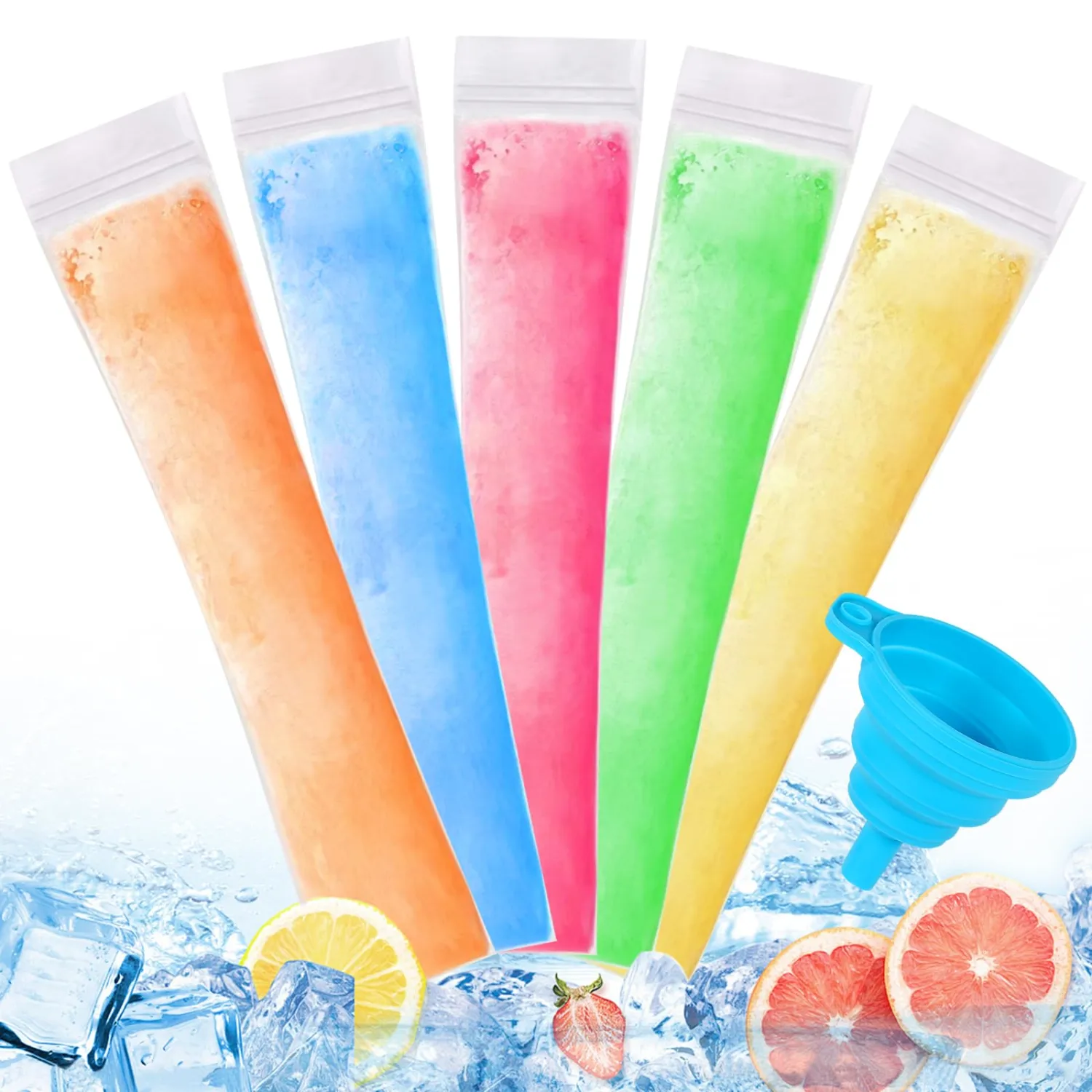 500 Disposable Ice Popsicle Mold Bags Comes With A Funnel