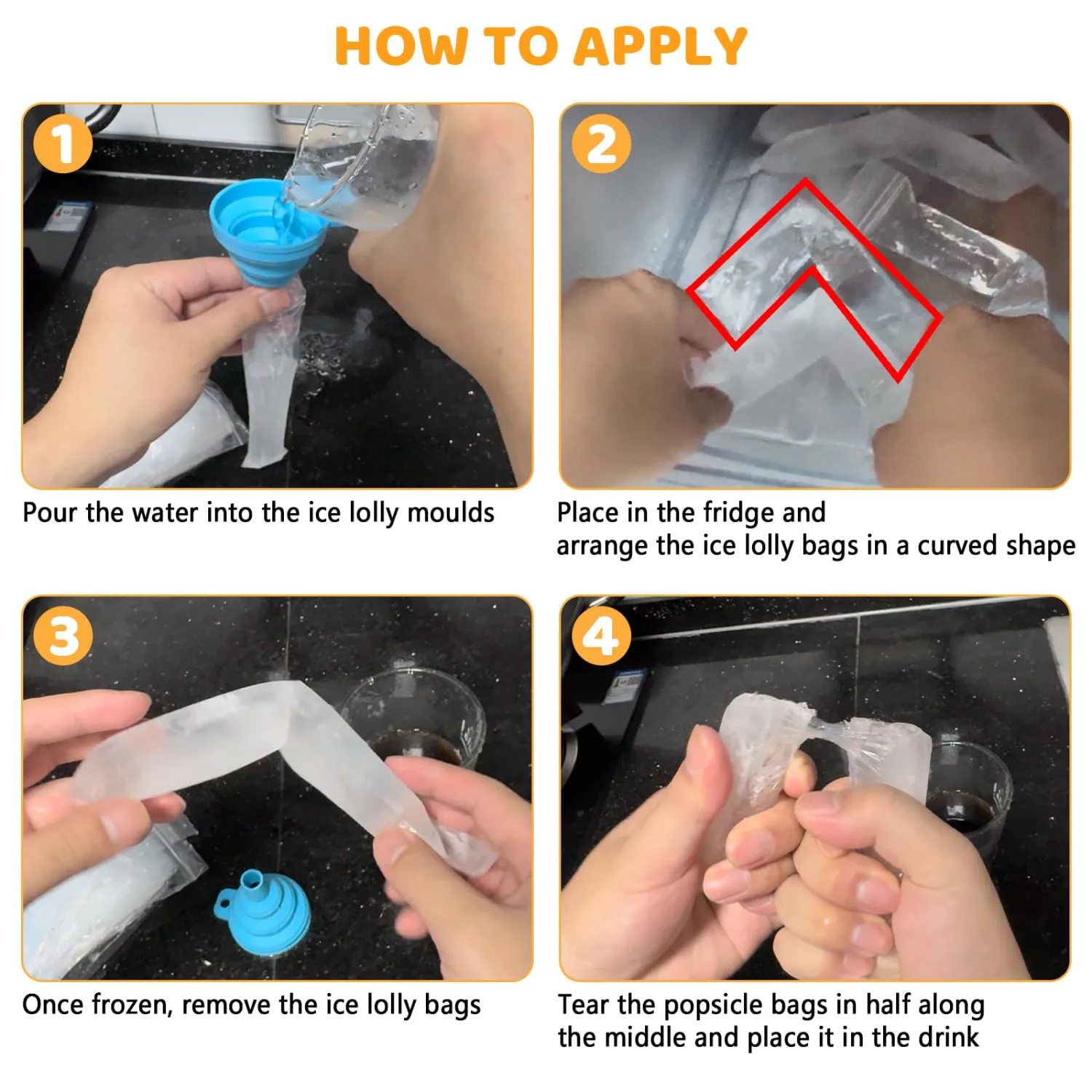 500 Disposable Ice Popsicle Mold Bags Comes With A Funnel