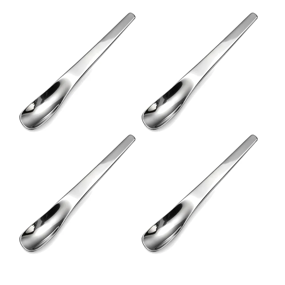 Long-Handle Stainless Steel Dessert Spoon, Deep Bowl (4PCS)