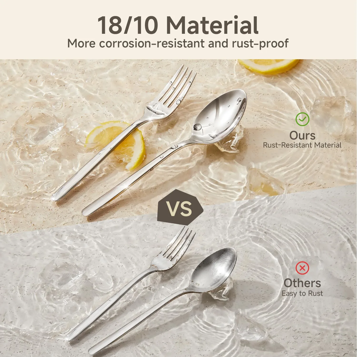 KINGSTONE 16-Piece Teaspoons Set, 6.9-Inch 18/10 Stainless Steel Spoons