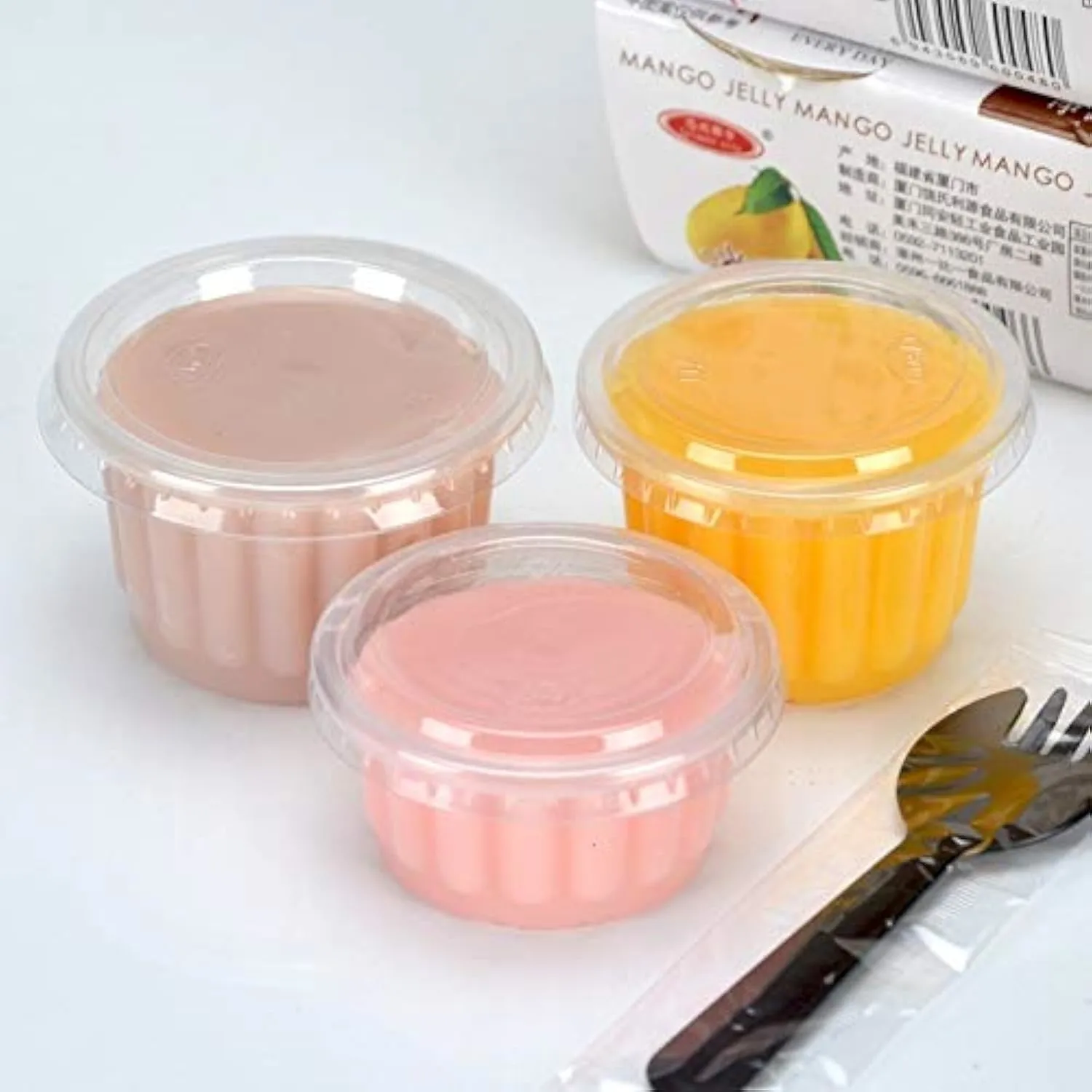 (50PcS 150ml PE material plastic cup with lid, pudding, yogurt, sauce, sampling, cake, transparent jelly cup
