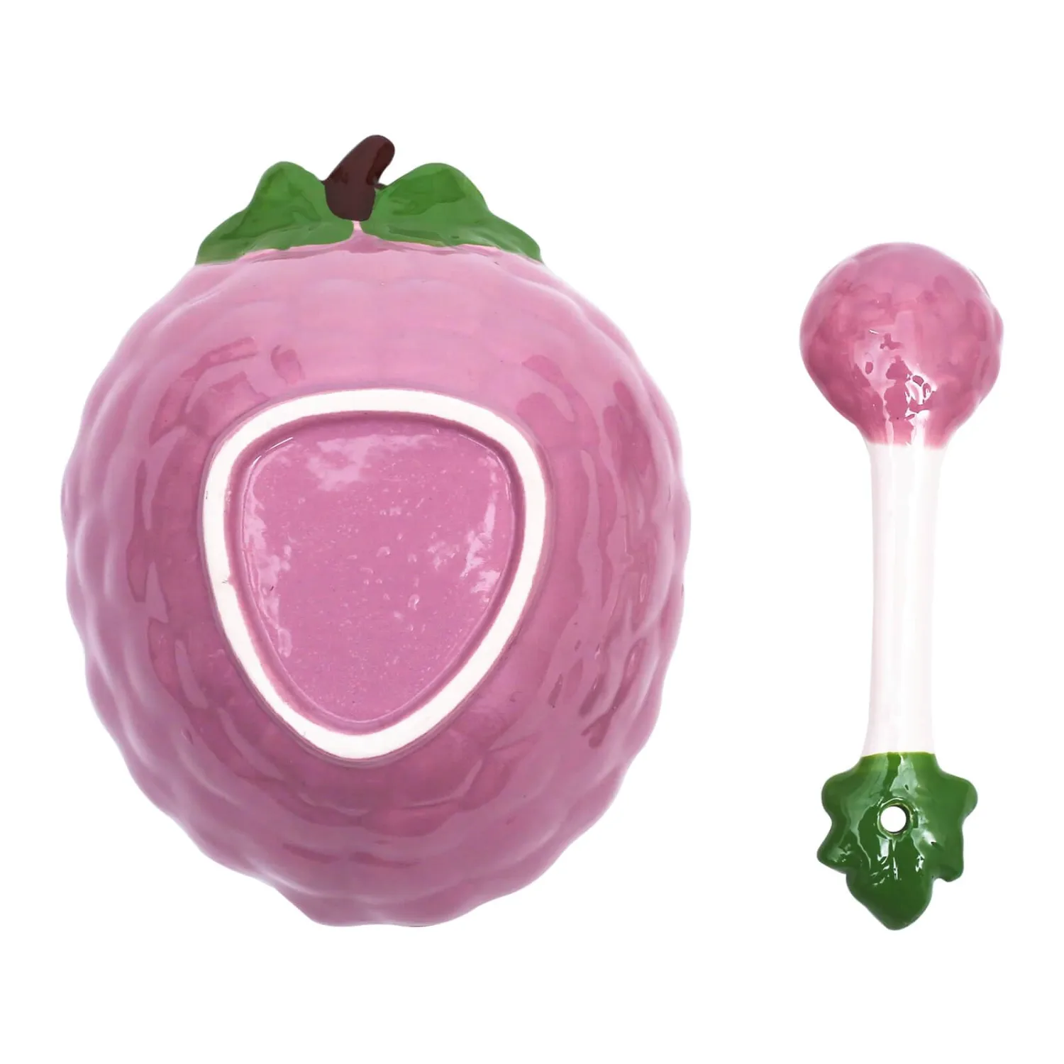 2 Pack Ceramic Grape Shape Dessert Bowls 11.8 oz., Creative Handmade Small Bowl with Spoon for Appetizer, Snacks, Salads, Yogurt, Side Dishes, 5.9" L x 4.7" W x 2.2" H