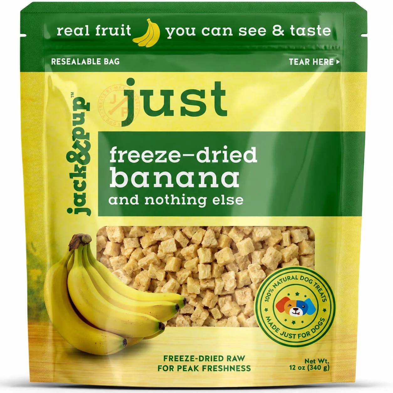 Jack&Pup Freeze-Dried Banana Treats for Dogs, Single Ingredient Dog Treats