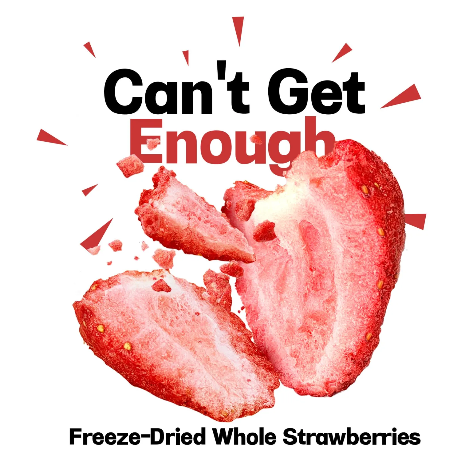 16oz Freeze Dried Whole Strawberries, Dehydrated Strawberry Fruit Bulk