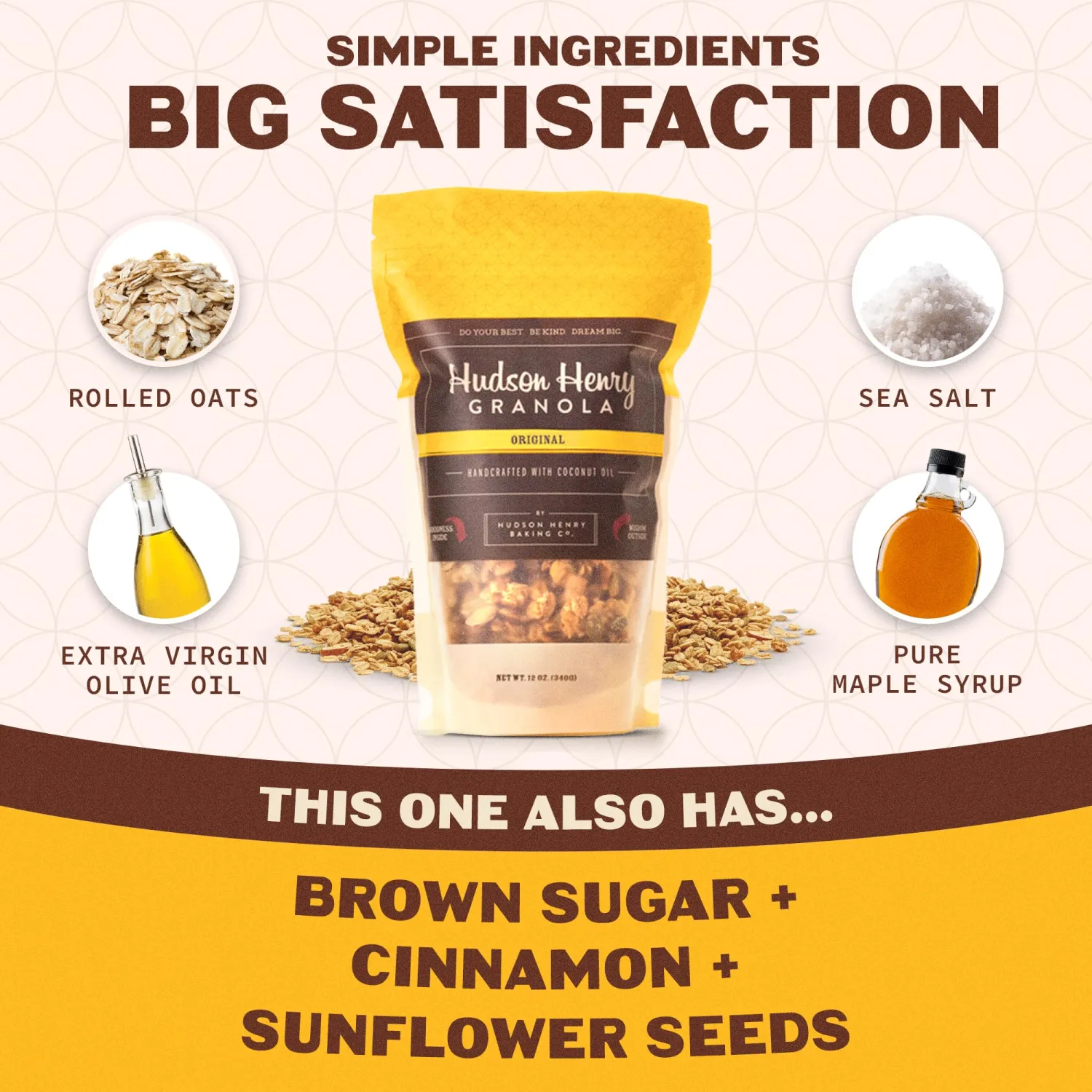 Hudson Henry OG Granola for Yogurt, Snacking & Cereal | Gluten Free Granola with Pumpkin Seeds | Vegan, Non-GMO & Small Batch Baked with Pure Maple Syrup & Extra Virgin Olive Oil | 1 Pack, 12 oz Bag