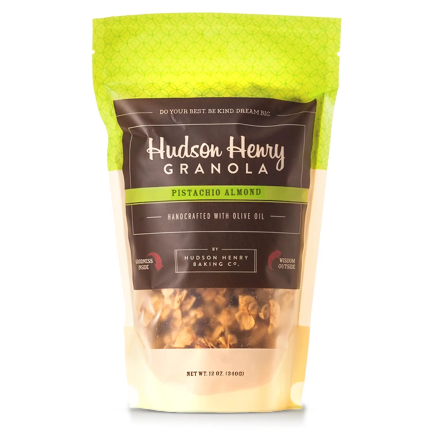 Hudson Henry Pistachio Almond Granola | Gluten Free Granola with Nuts and Seeds | Vegan, Non-GMO & Small Batch Baked with Pure Maple Syrup & Extra Virgin Olive Oil | 1 Pack, 12 oz Bag