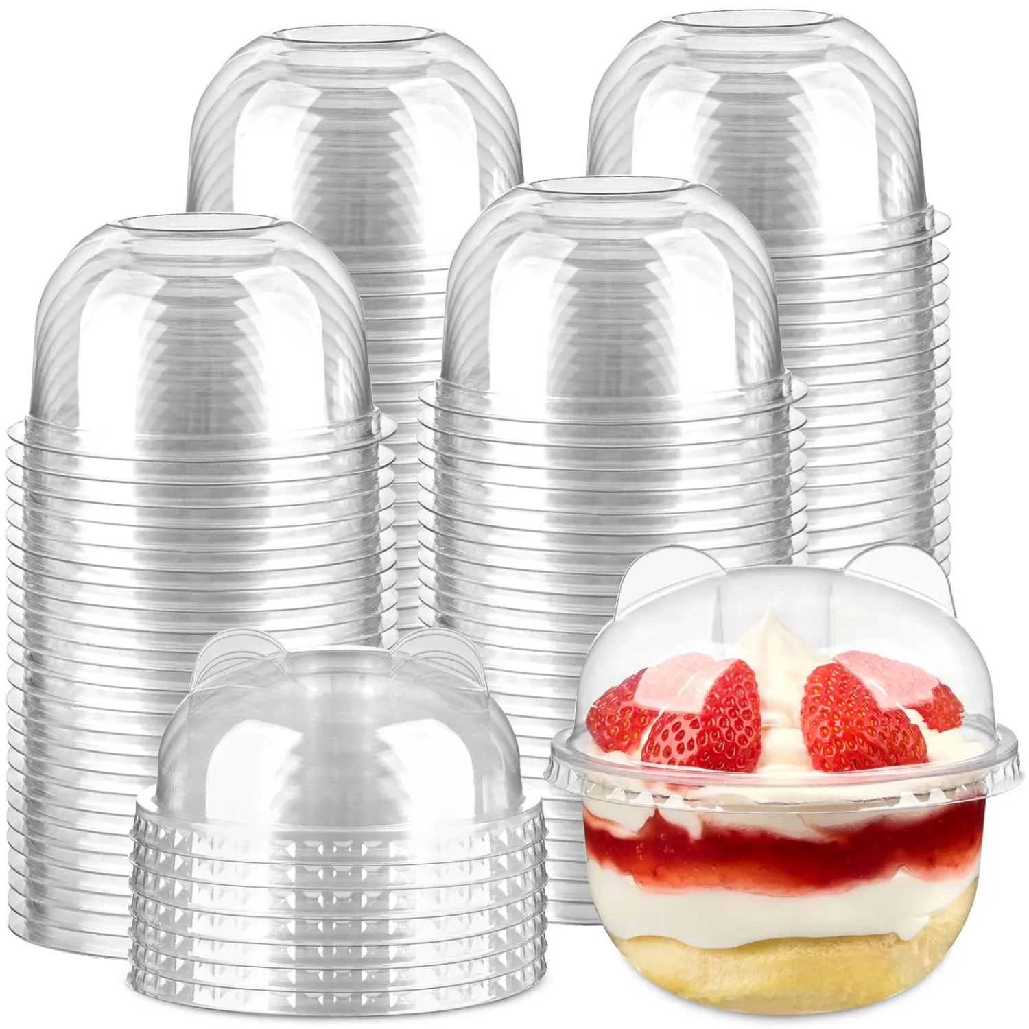 100 Pack 8 oz Plastic Dessert Cups with Lids