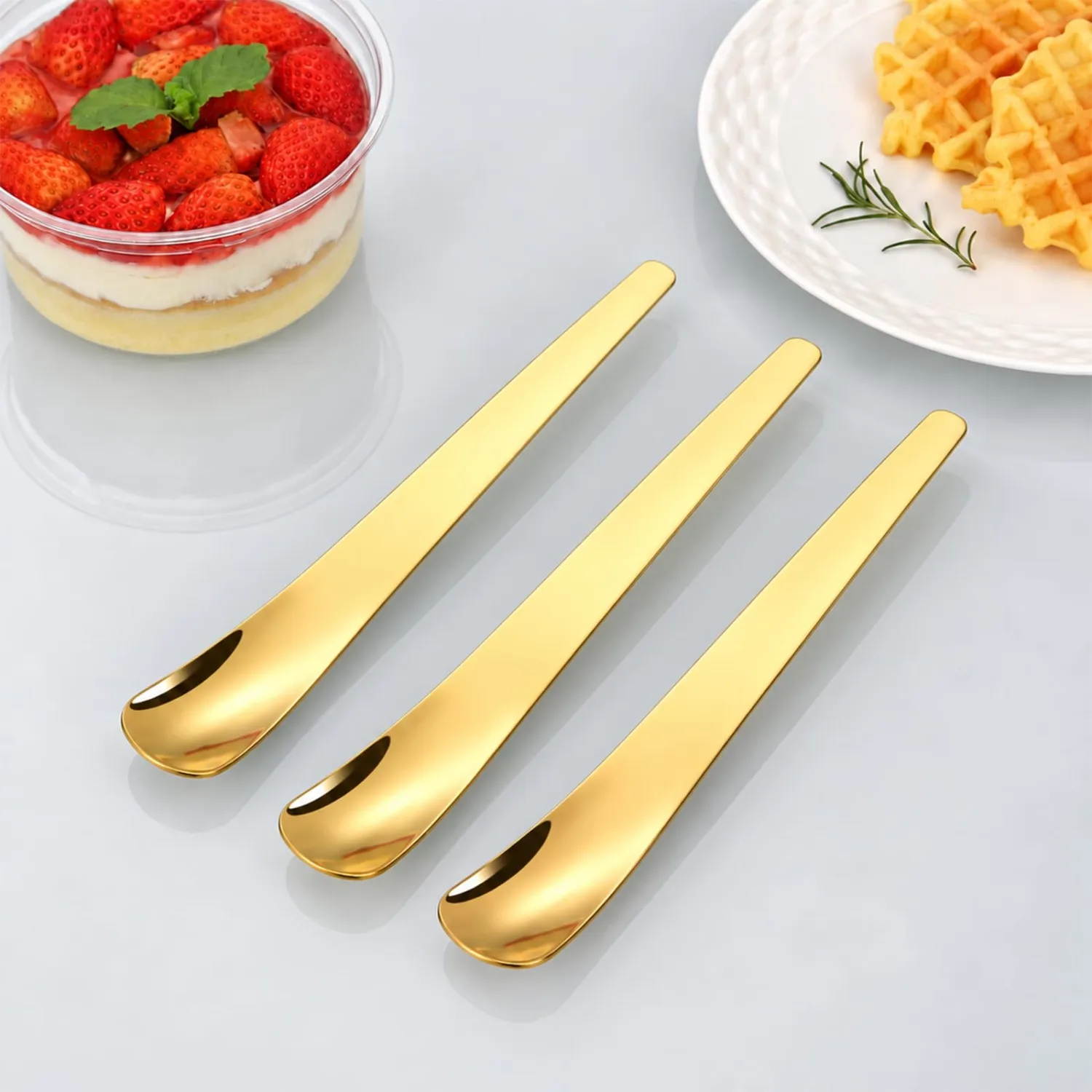 2027 New Long Handle Stainless Steel Dessert Spoon, Deep Bowl Yogurt Spoon, Sturdy Mirror Polished Ice Cream Shovel and Coffee Stirrer for Sundae, Parfait, Iced Tea and Tall Glasses (3PCS-b)