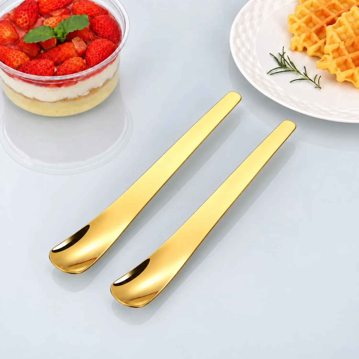 2027 New Long Handle Stainless Steel Dessert Spoon, Deep Bowl Yogurt Spoon, Sturdy Mirror Polished Ice Cream Shovel and Coffee Stirrer for Sundae, Parfait, Iced Tea and Tall Glasses (G-2PCS)