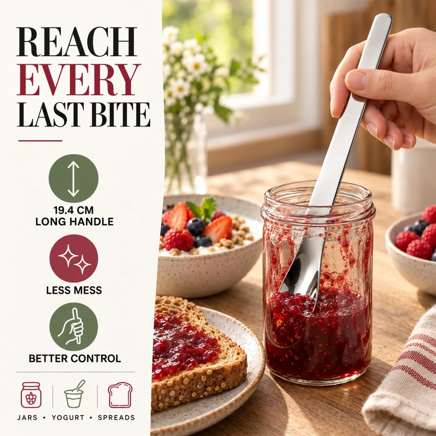 2027 New Long Handle Stainless Steel Dessert Spoon, Deep Bowl Yogurt Spoon, Sturdy Mirror Polished Ice Cream Shovel and Coffee Stirrer for Sundae, Parfait, Iced Tea and Tall Glasses (G-2PCS)