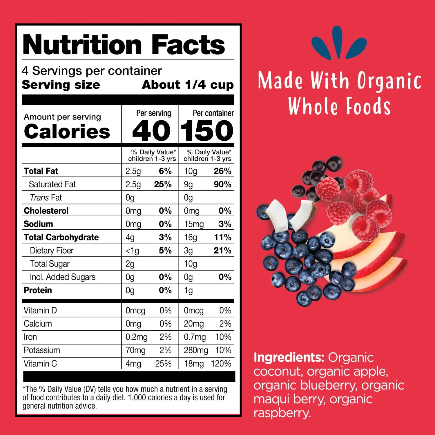 Amara Organic Very Berry Immunity Blend Superfood Smoothie Melts - 1oz: 8 Months and Up, Pouch, Gluten-Free, Non-GMO