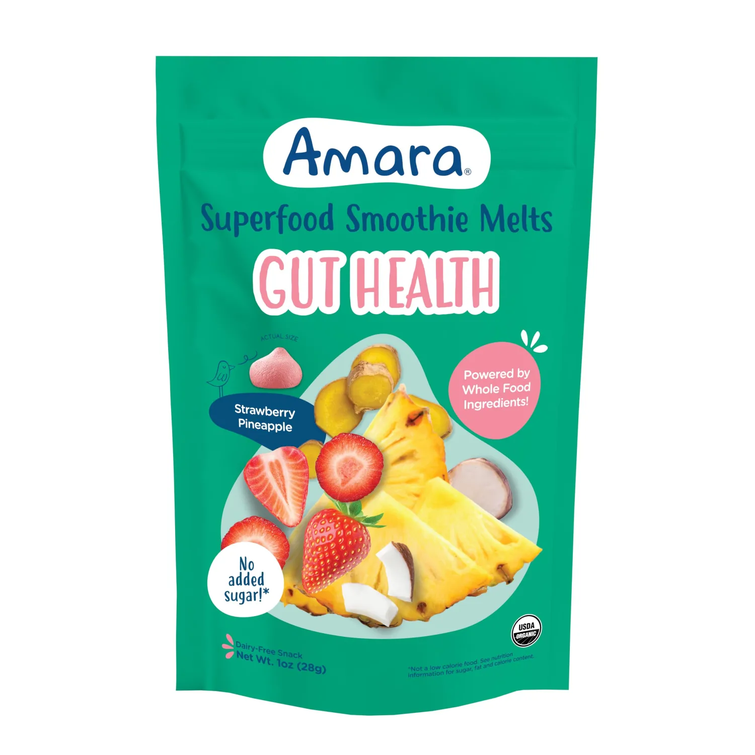 Amara Organic Gut Blend Superfood Smoothie Melts - 1oz: 8 Months and Up, Pouch, Gluten-Free, Non-GMO