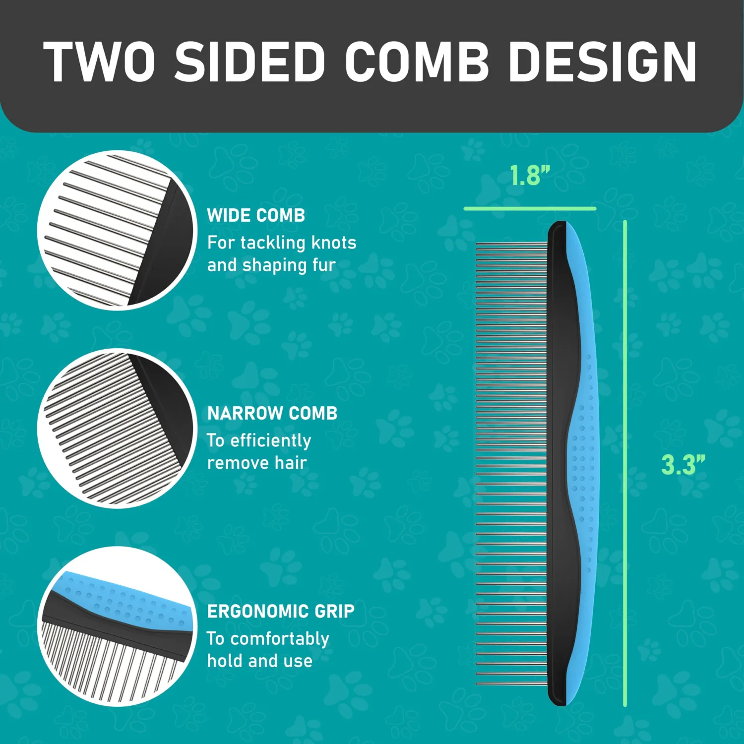 Maxpower Planet Pet Grooming Brush - Double Sided Shedding and Dematting Undercoat Rake Comb for Dogs and Cats,Extra Wide (C2 - Brush & Comb, Large)