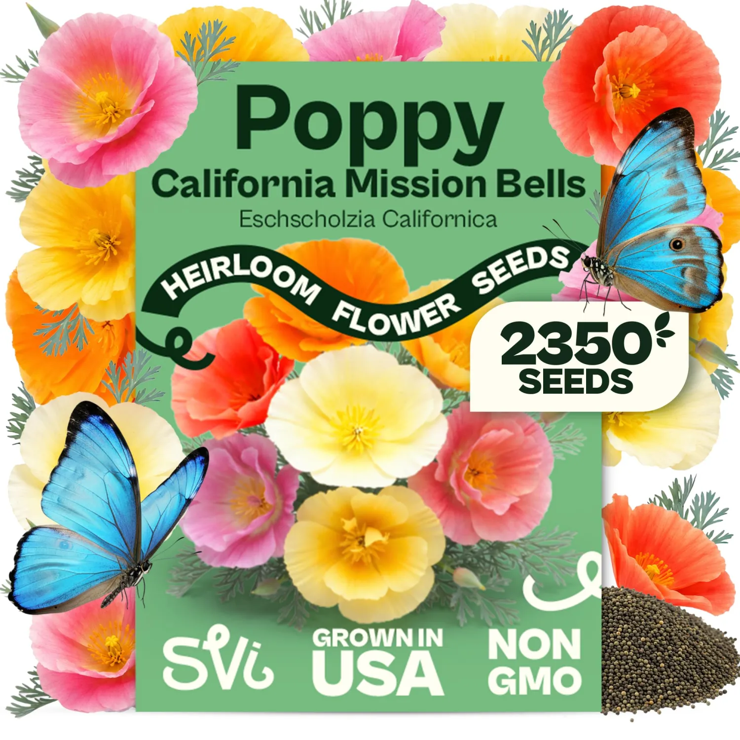 SVI 2350 Mission Bells California Poppy Seeds Eschscholzia californica