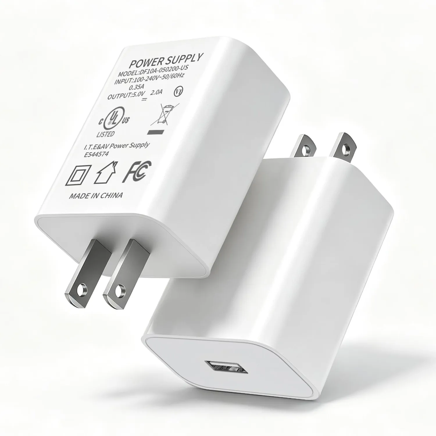 USB Wall Charger 2Pack, 5V 2A Power Adapter Charger Block-White