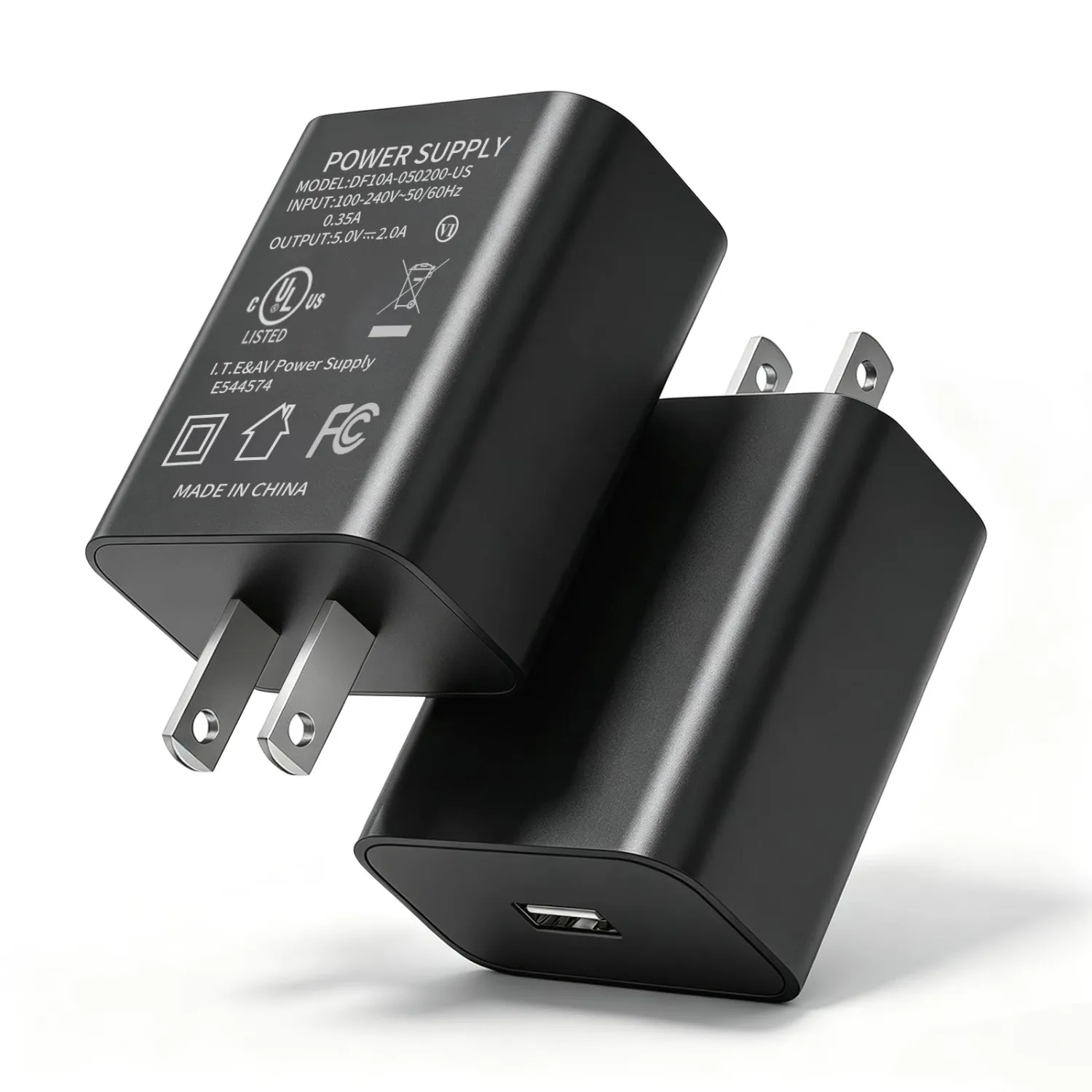 USB Wall Charger 2Pack, 5V 2A Power Adapter Charger Block-Black