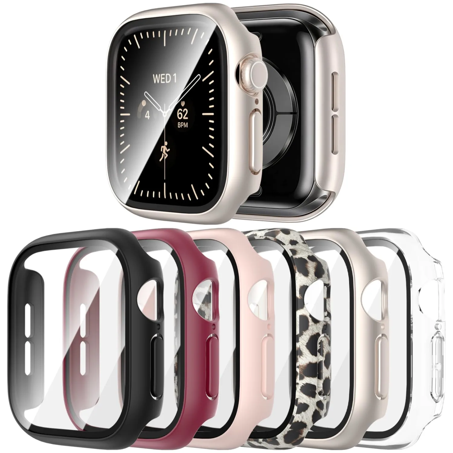 6 Pack Case for Apple Watch Series 12 46mm with Screen Protector