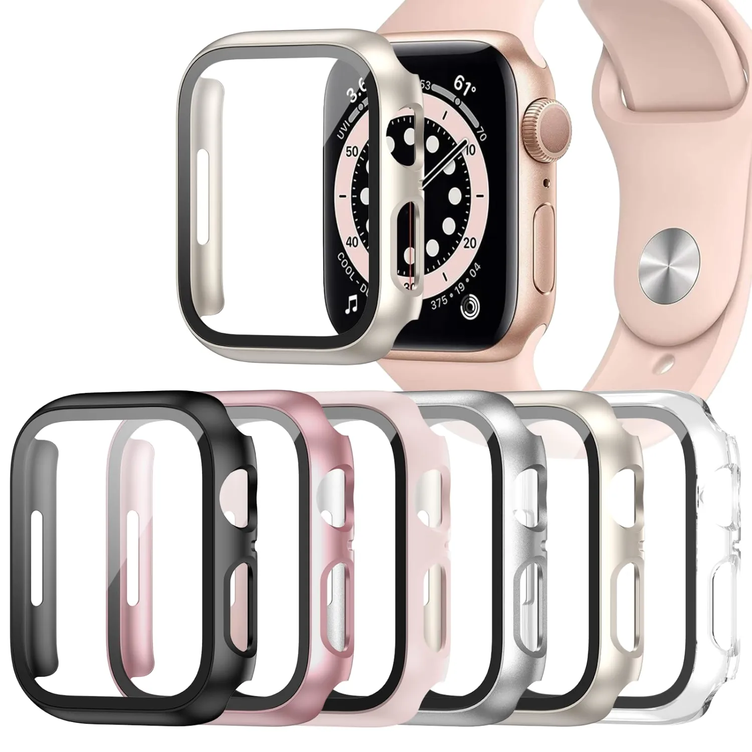6 Pack Case for Apple Watch 41mm 9 8 7 with Screen Protector