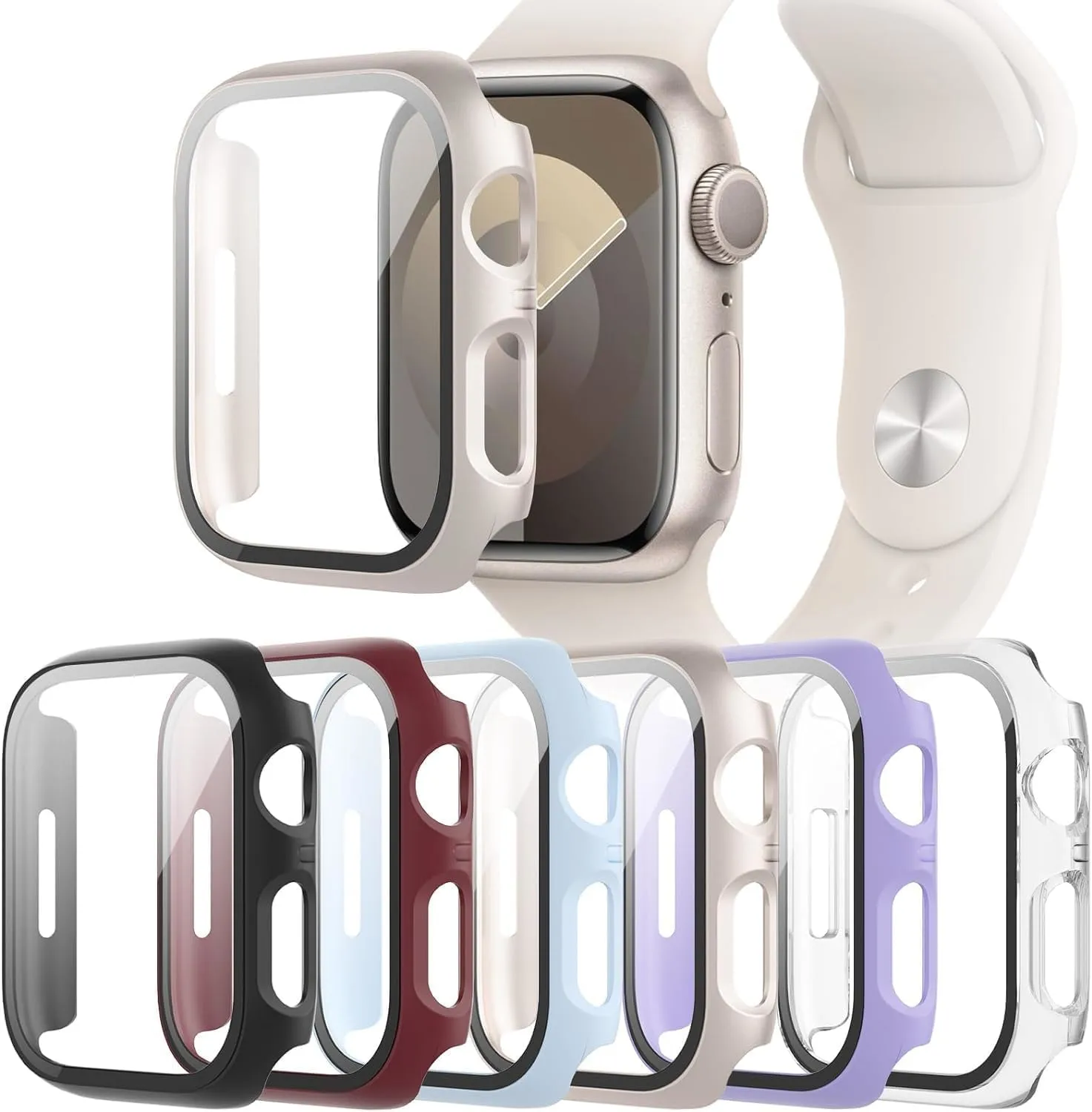 6-Pack Case with Screen Protector for Apple Watch Series 12 46mm