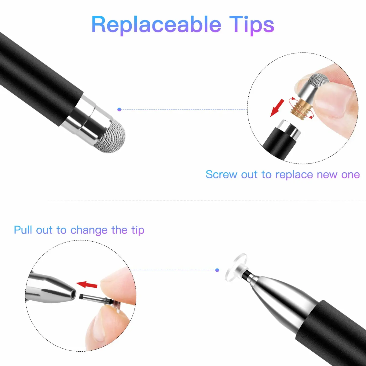 Stylus Pen for ipad iPhone Android, 2 Pcs Stylus Pens for Touch Screens