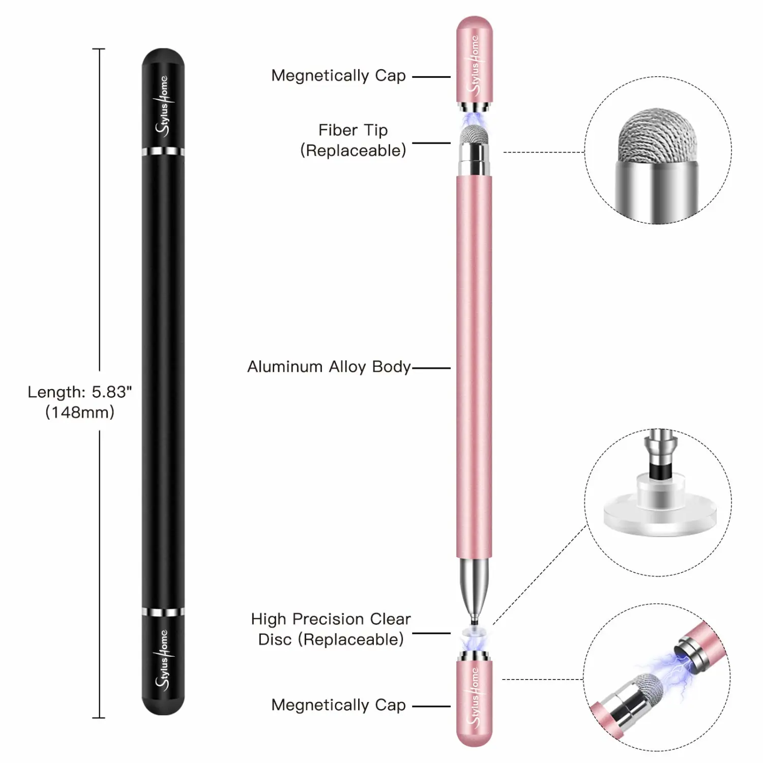 Stylus Pen for ipad iPhone Android, 2 Pcs Stylus Pens for Touch Screens