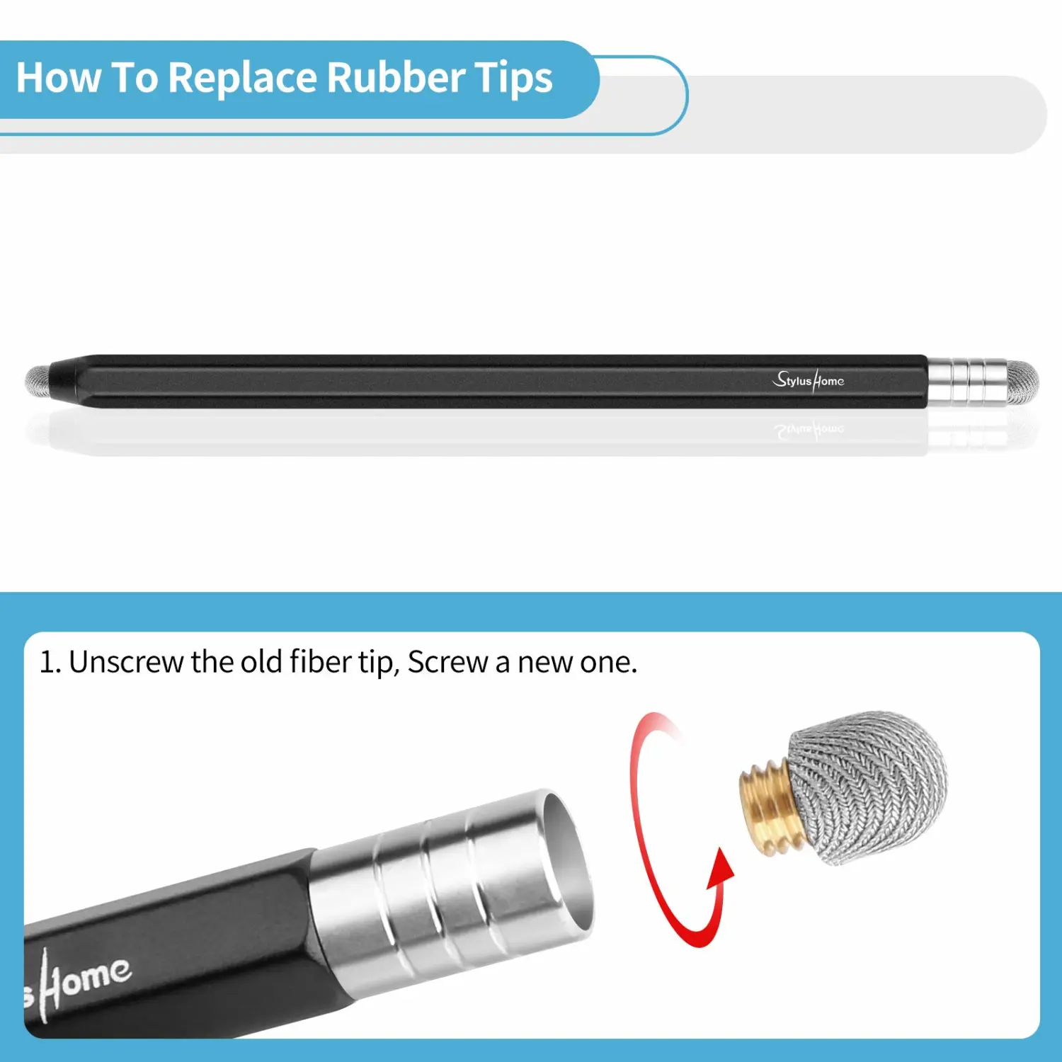 STYLUSHOME Stylus Pens for Touch Screens (2 Pcs), 2 in 1 Fiber Tips Pen