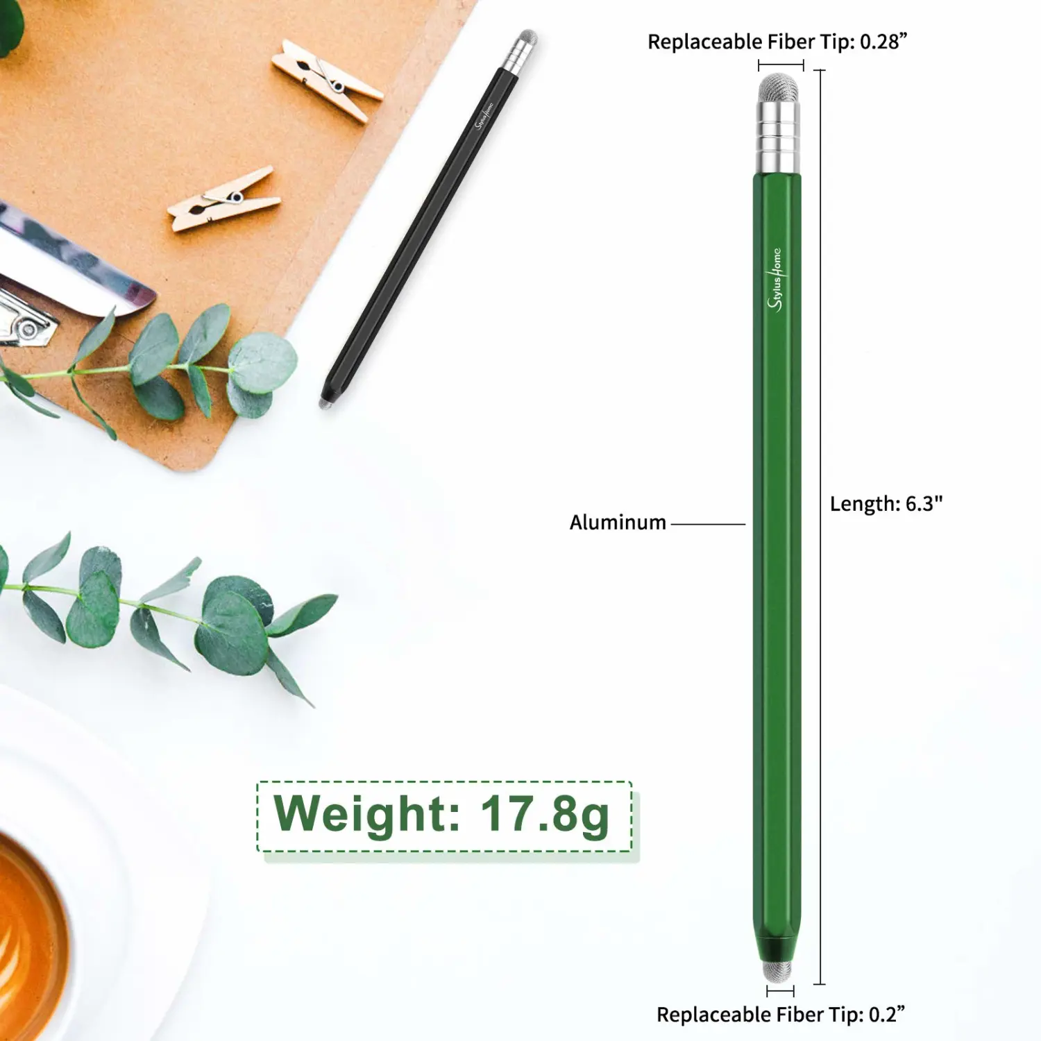 STYLUSHOME Stylus Pens for Touch Screens (2 Pcs), 2 in 1 Fiber Tips Pen