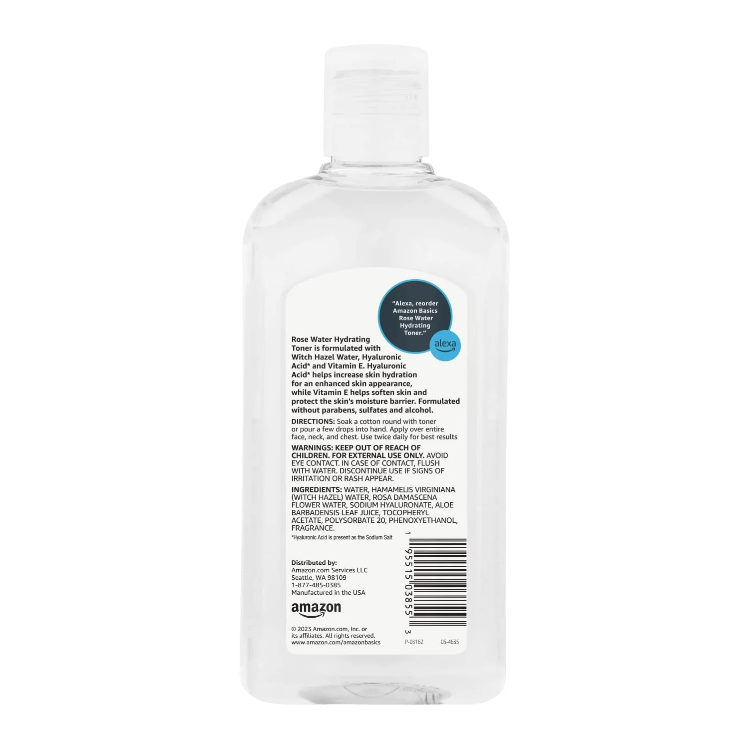 Amazon Basics Rose Water Hydrating Facial Toner, Alcohol Free, 16 fl oz (Pack of 3)