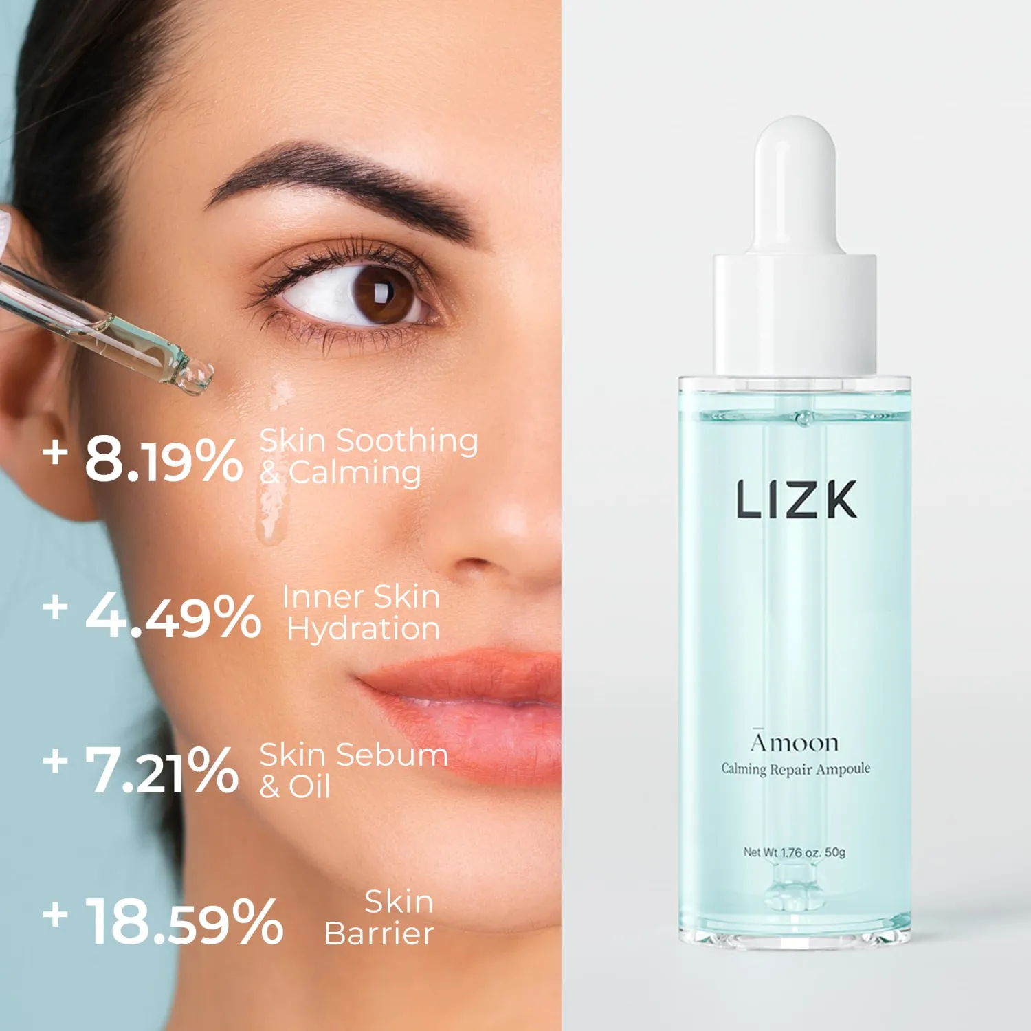 LIZK Amoon Facial Ampoule – Hydrating & Revitalizing Skin Care, 1.76oz (Calming Repair, 1.76 oz)