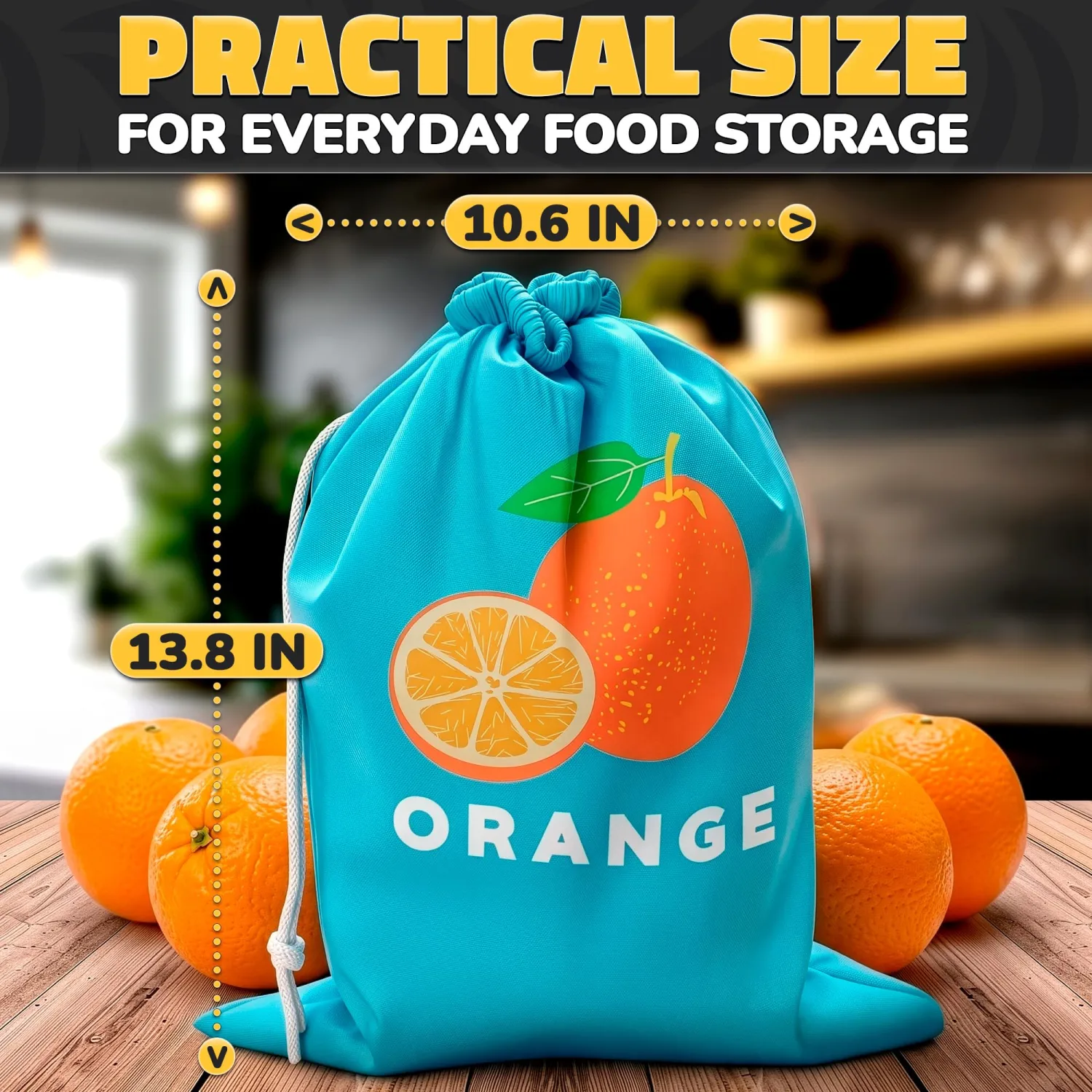 Citrus Produce Bag, 13.8 x 10.6 in, Reusable Fruit Storage Bags