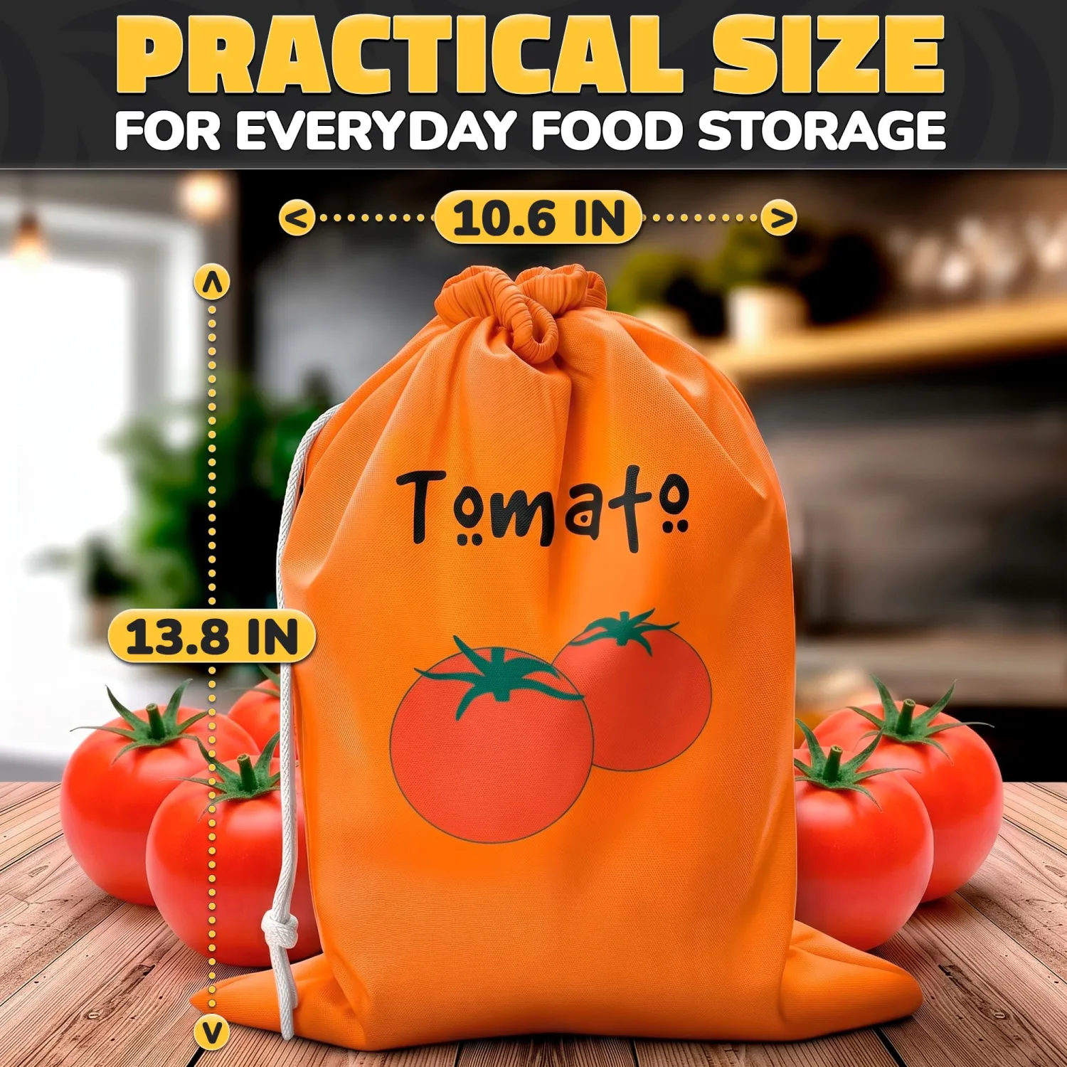 Tomato Storage Bag, 13.8 x 10.6 in, Reusable Vegetable Storage Bags