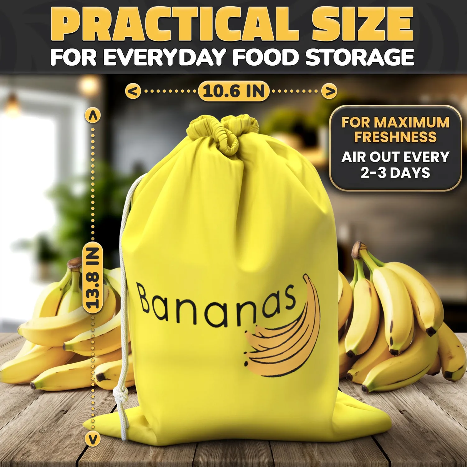 Banana Bag to Keep Bananas Fresh for Longer, Aluminum-Lined Storage