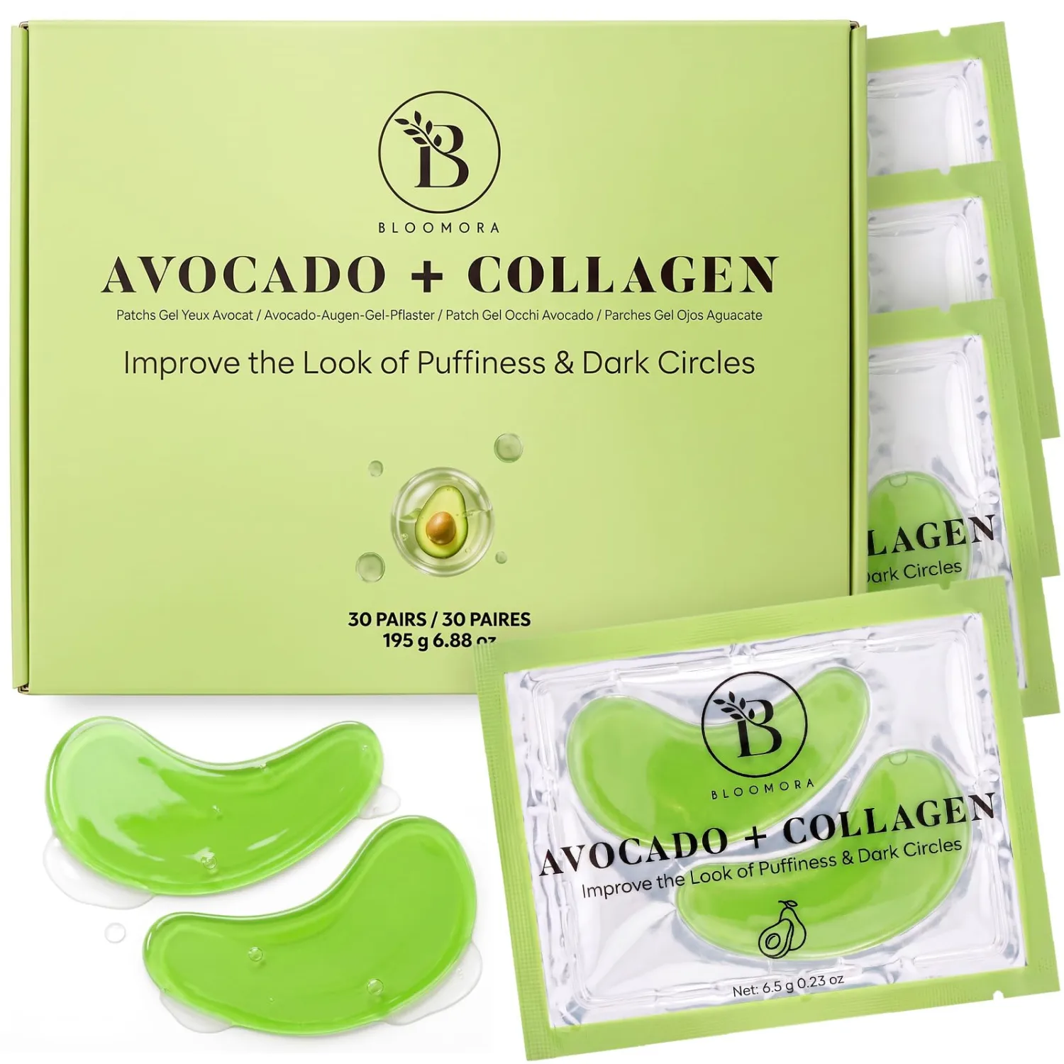 Under Eye Patches with Avocado and Collagen for Puffy Eyes, Dark Circles