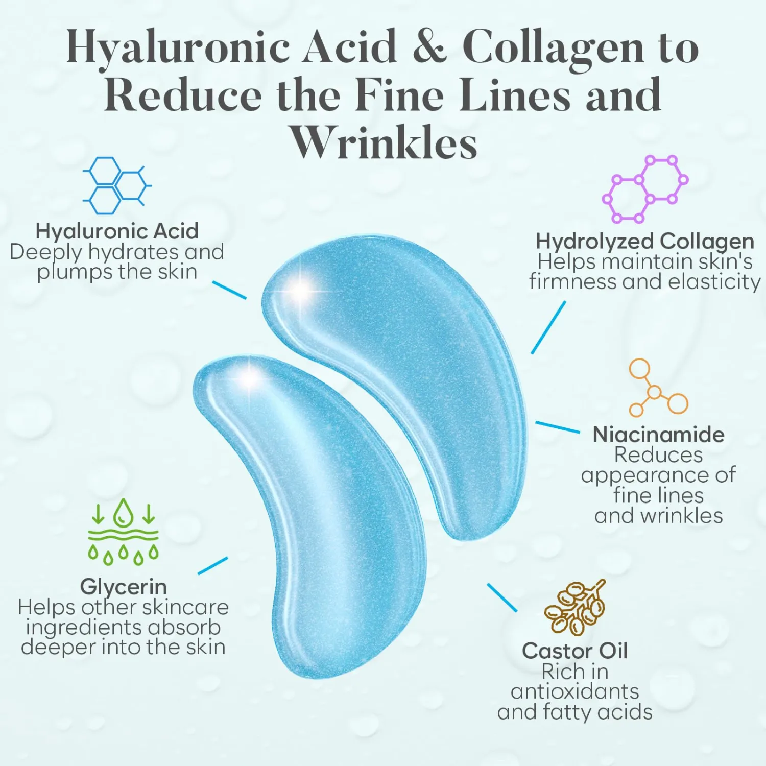 Under Eye Patches with Hyaluronic Acid and Collagen for Dark Circles