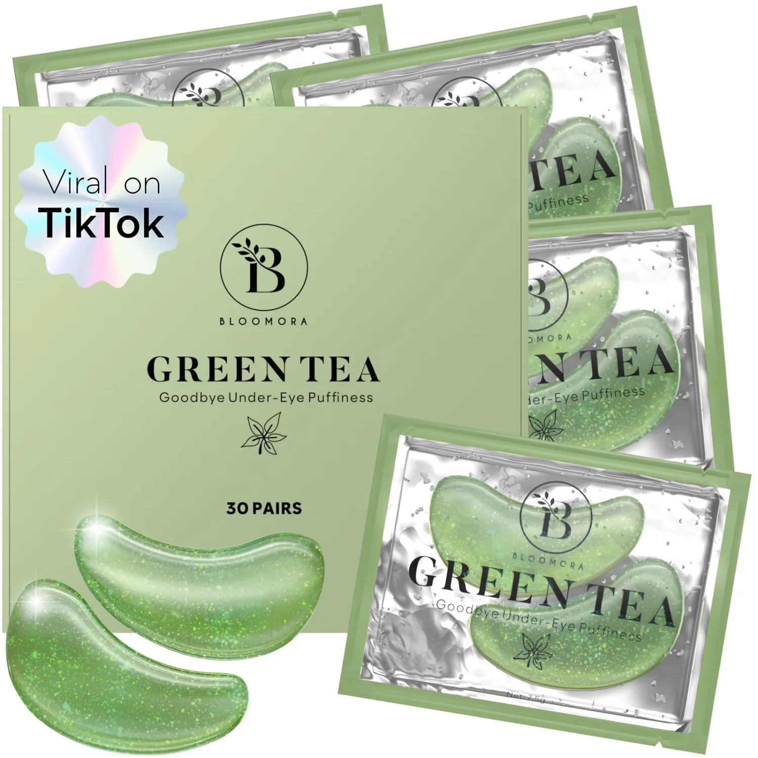 Under Eye Patches with Green Tea and Collagen for Puffiness, Dark Circles