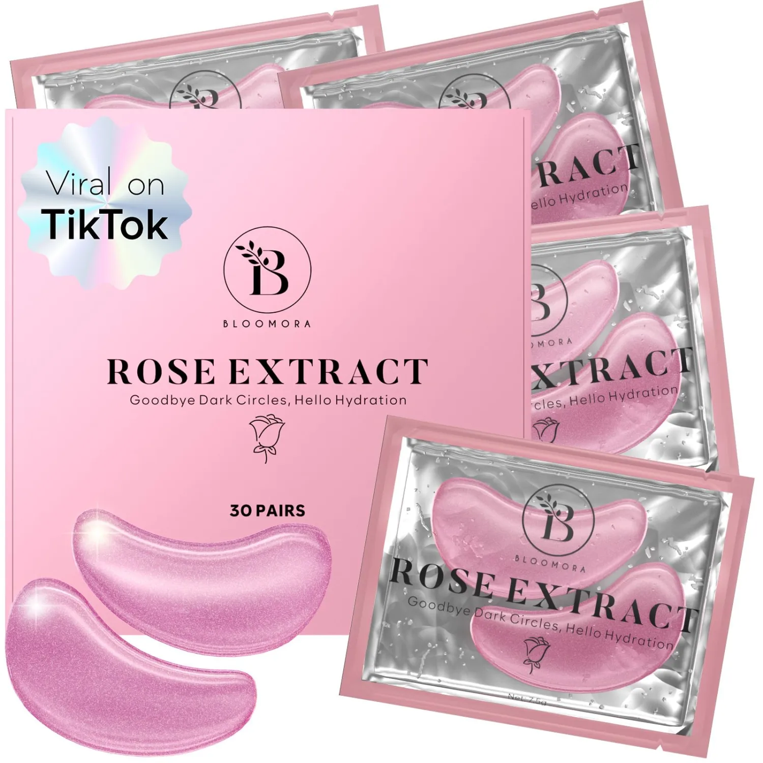 Under Eye Patches with Rose for Puffy Eyes and Dark Circles, 30 Pairs