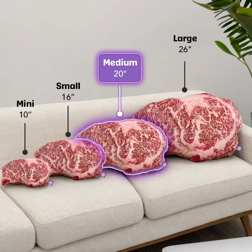 All About Vibe Wagyu Steak Pillow, 3D Novelty Throw Pillow