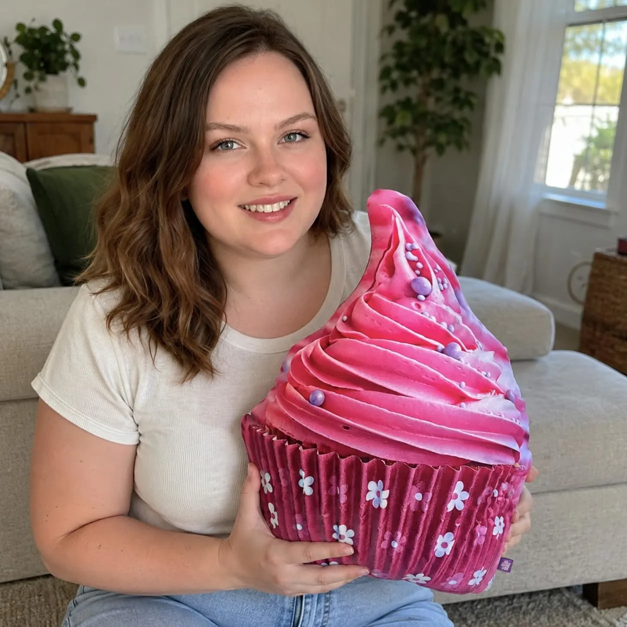 All About Vibe Cupcake Pillow, Realistic 3D Novelty Throw Pillow