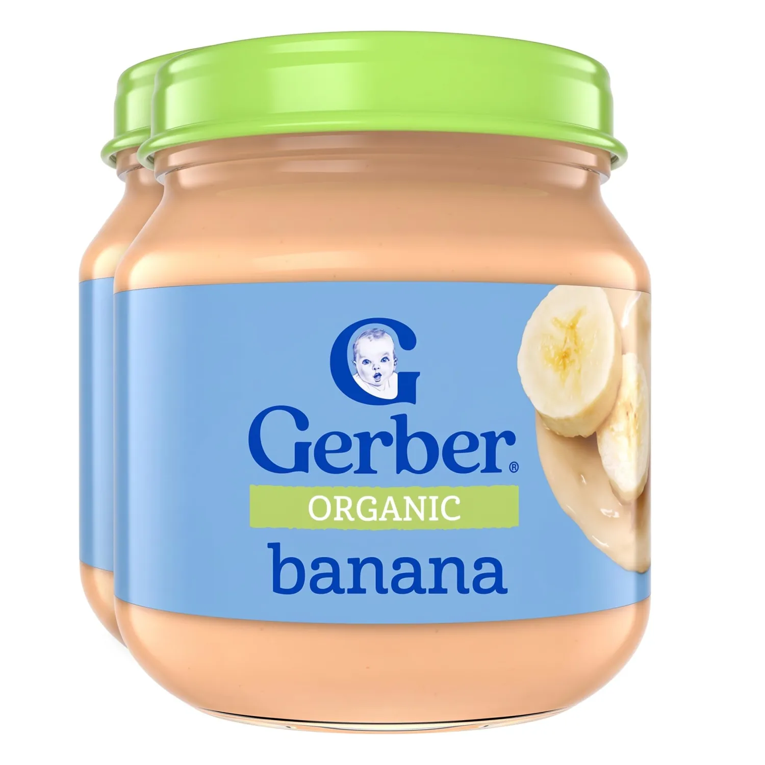 Gerber Stage 1, Organic Banana Jar, Baby Food, Fruit Puree, Non-GMO (Pack of 2)