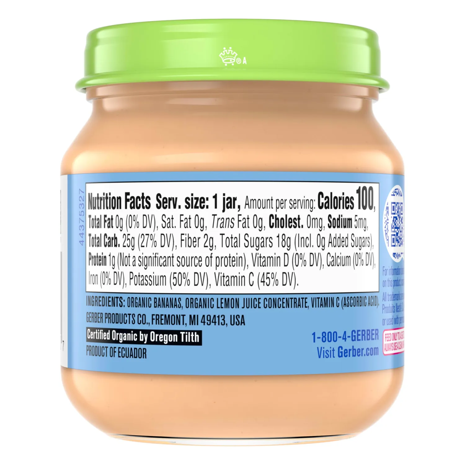 Gerber Stage 1, Organic Banana Jar, Baby Food, Fruit Puree, Non-GMO (Pack of 2)