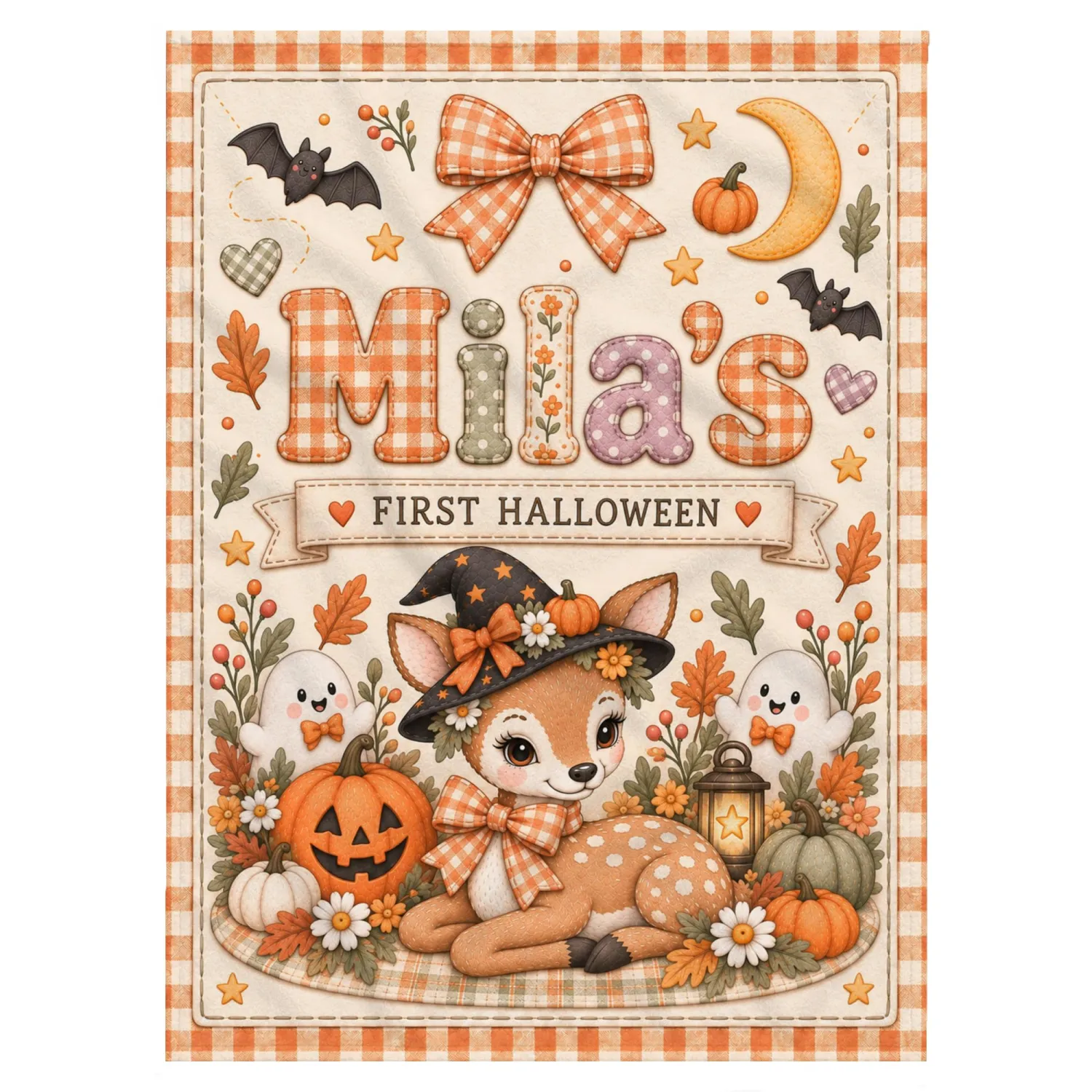 Personalized First Halloween Baby Blanket with Name Custom