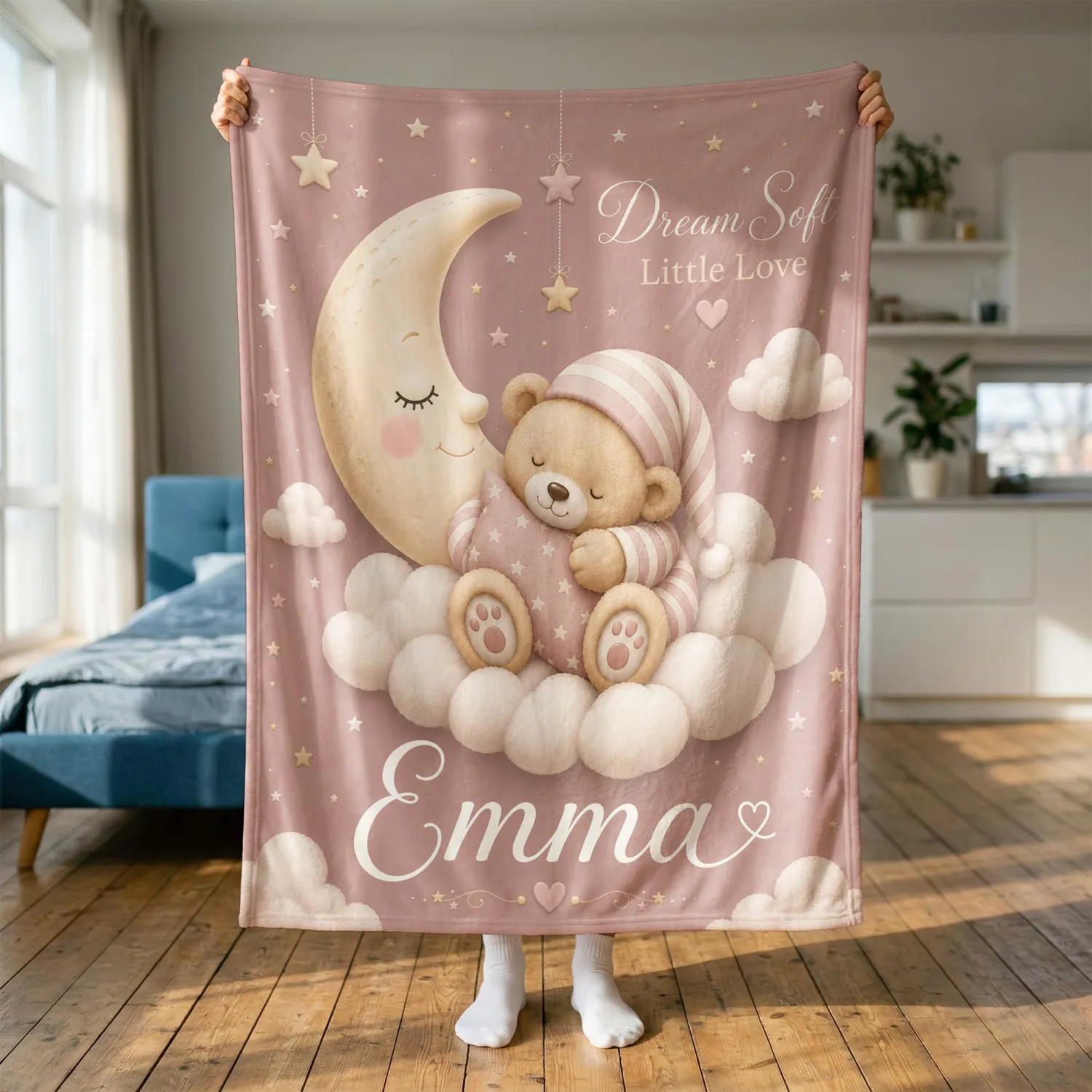 Personalized Baby Blanket With Name, Custom Baby Blankets Gift for Boy Girl