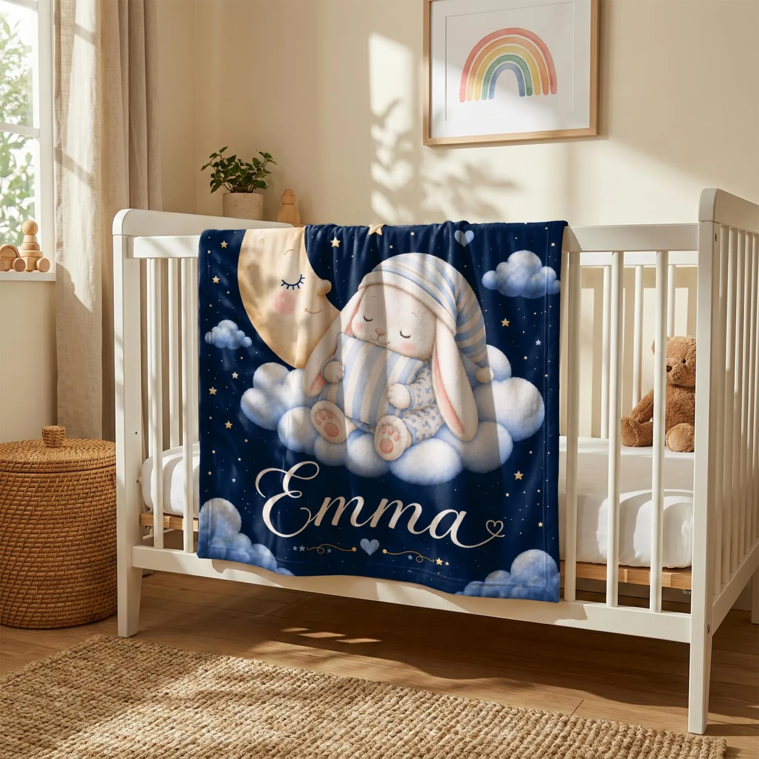 Personalized Baby Blanket With Name, Custom Baby Blankets Gift for Boy Girl